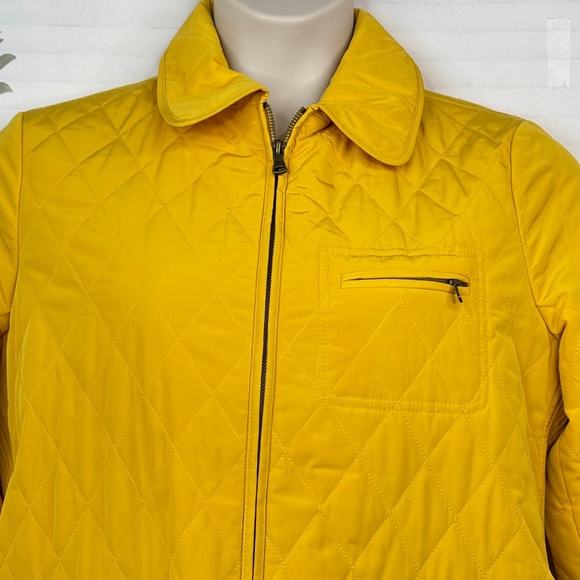 Talbots Womens Mustard Yellow Quilted Lightweight Zip Front Jacket Sz. Large L - Picture 4 of 16